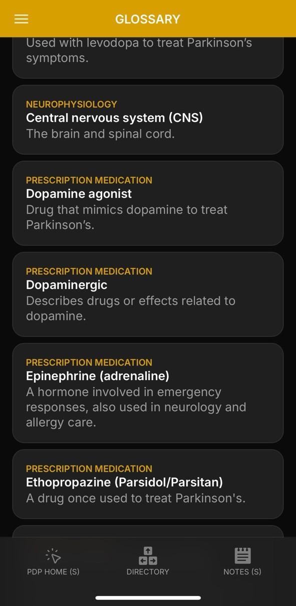 Glossary Page (Filter Selected)